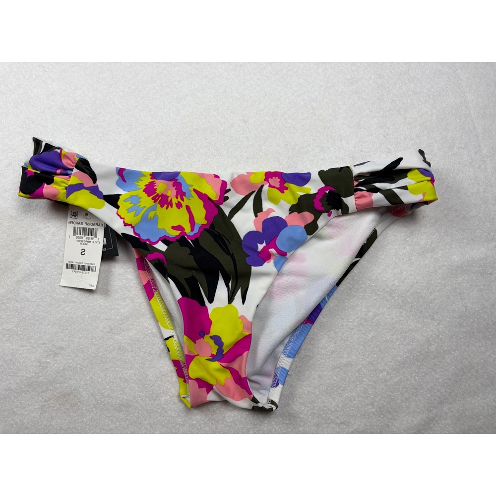 Bar III Paradise Garden Floral Bikini Bottom Multi Color Low Rise Small